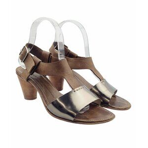 AGL Metalic T-Strap Metalic Sandal - Size 38 / US 7.5‎